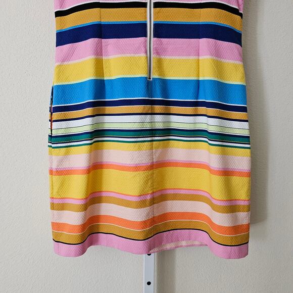 TRACY REESE X ANTHROPOLOGIE Striped Multicolored Coastal Zipper Shift Dress Sz M - Picture 9 of 16